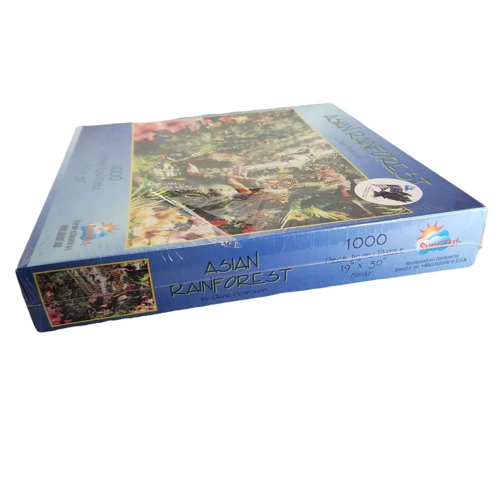 Asian Rain Forest Puzzle 1000 Pieces Jungle Animals Made USA Lg 19 x 30 New READ